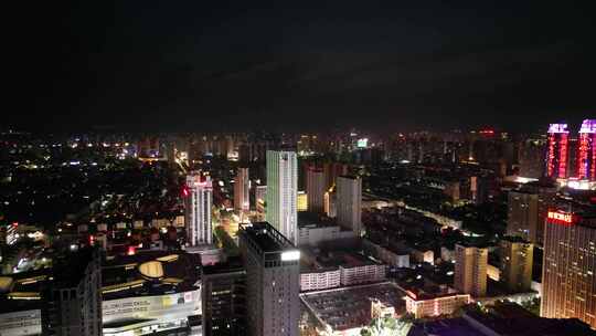 航拍安徽宿州夜景宿州国购广场苏宁广场夜景