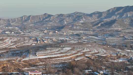 航拍农村雪景