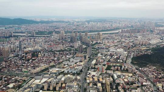 泉州晋江500米高空航拍城市区南环路车流