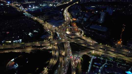 江苏南京城市夜景交通车辆航拍视频素材模板下载