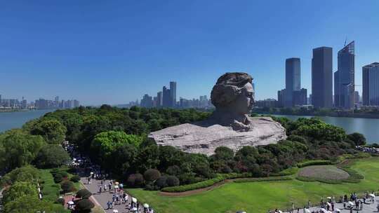长沙橘子洲景区橘子洲大气航拍