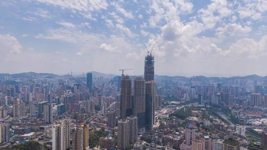 航拍贵州贵阳城市全景移动延时摄影4K