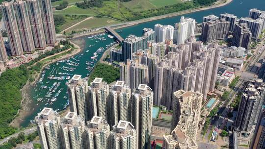 航拍中国香港港岛高楼