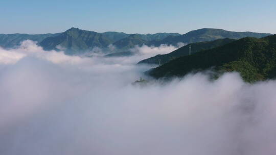 航拍雨后早晨云海日出