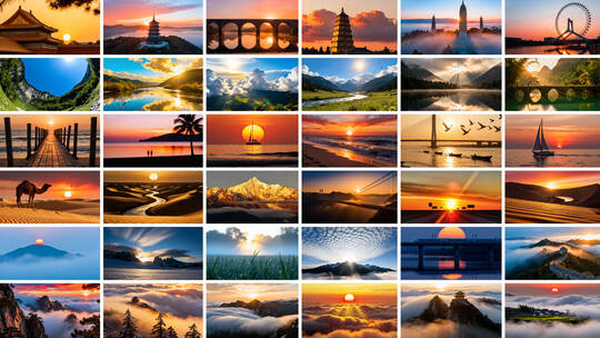 日出日落云海延时城市地标合集高清在线视频素材下载