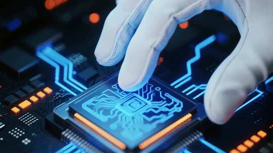 未来科技感计算机元件特写展示