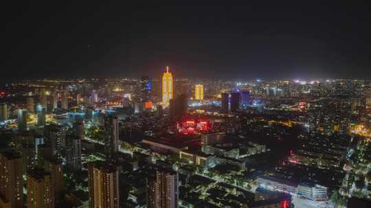 河北保定夜景延时保定万博广场夜景延时航拍