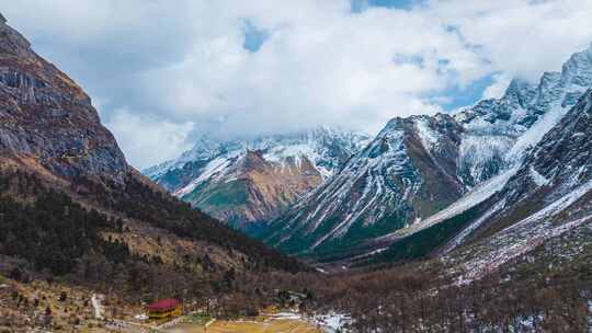 毕棚沟雪山航拍延时