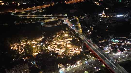 重庆龙门浩老街下浩里夜景灯光航拍