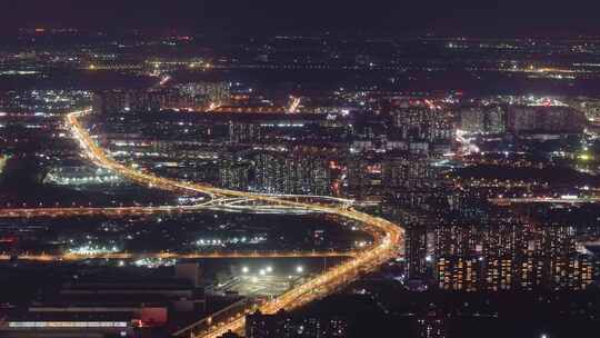 4k航拍山东济南二环西高架夜景