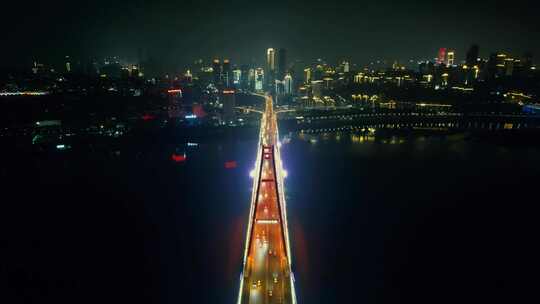 重庆菜园坝大桥夜景航拍视频素材模板下载