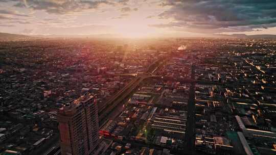 惊人的城市日落航空4k-波哥大