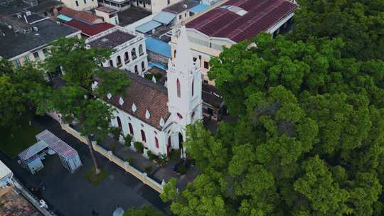 老广州沙面岛欧式建筑 教堂 珠江