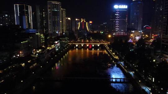 航拍贵州贵阳城市夜景