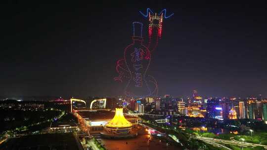 南宁国际会展中心无人机表演视频素材