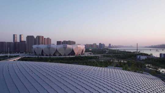杭州亚运场馆 奥体中心体育馆与游泳馆航拍