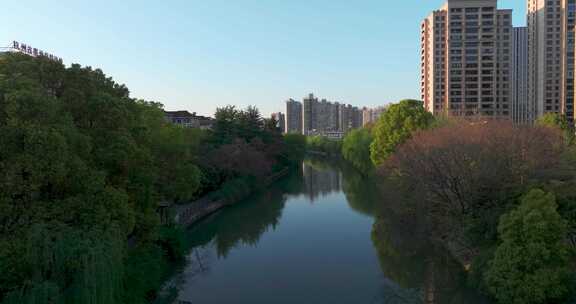 杭州拱墅区春天朝晖板块上塘河风光