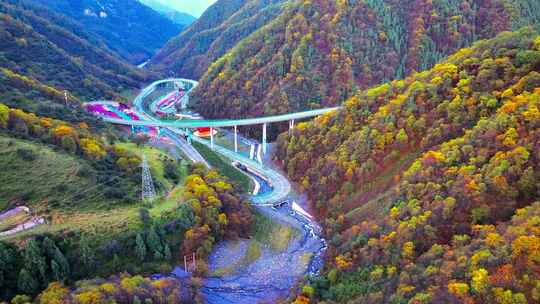 航拍 青海 海东 扎碾公路 秋景