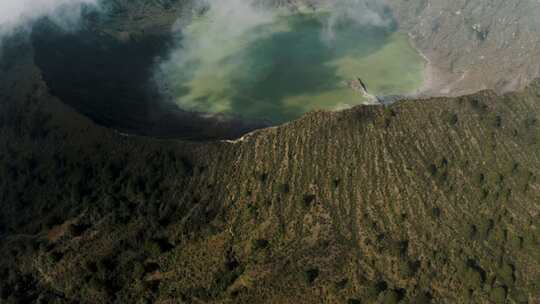 火山，墨西哥，火山口湖，雾