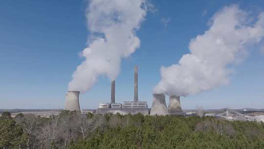 发电厂烟囱排放的白烟 空气污染视频素材模板下载