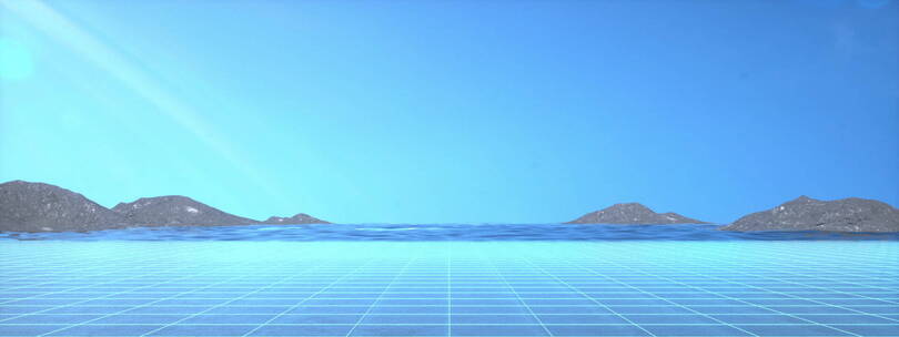 3D渲染抽象线条网格科技通讯海洋蓝天背景