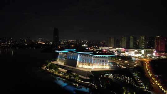 江苏无锡城市夜景灯光航拍