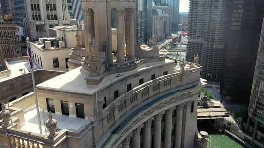 芝加哥伊利诺伊州美国空中无人机的宽镜头芝加哥市中心街道的宽镜头视频素材模板下载