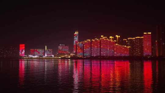 中国红城市灯光秀 长沙都市夜景