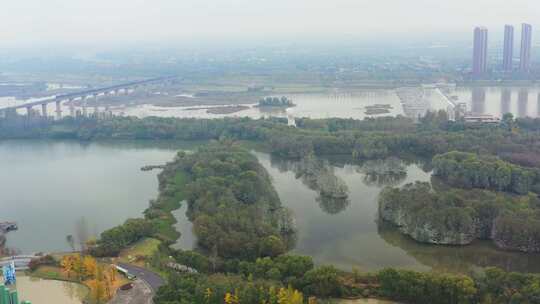 陕西省西安 浐灞国家湿地公园航拍