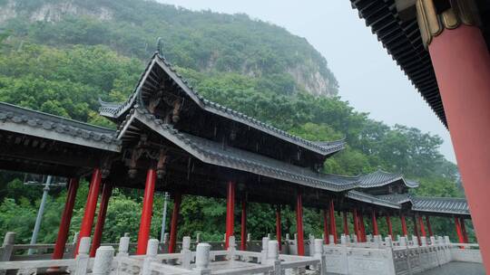 柳州文庙中式庭院古建筑雨景雨季大雨暴雨