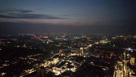 浙江绍兴城市夜景灯光交通航拍