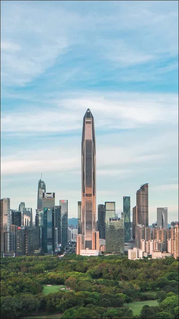 深圳_深圳高尔夫俱乐部_深圳CBD_城市大景_日转夜_竖屏