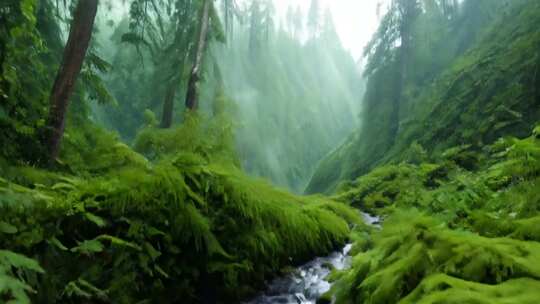 雨后山林 清新翠绿 原始自然活力