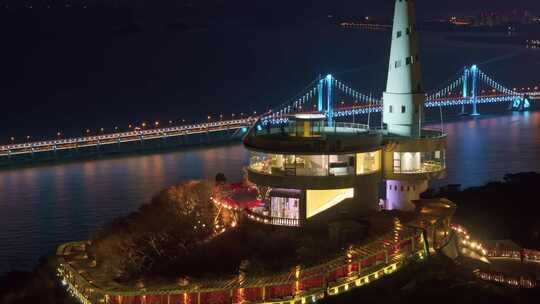 大连莲花山星海湾夜景航拍