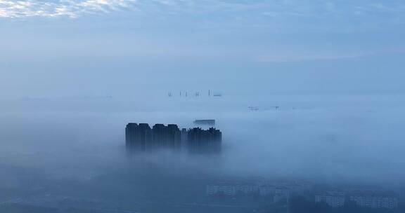 上海中庚平流雾环球创意中心航拍