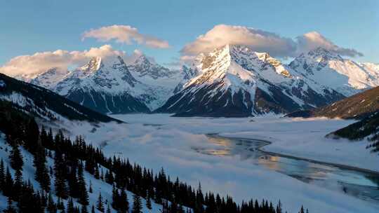 雪山河谷自然风光