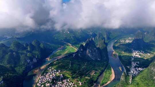 （合集）阳朔桂林山水漓江20元背景地航拍