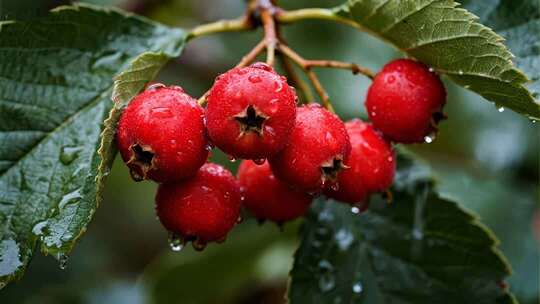 寒露霜降山楂雨露唯美秋景微距视频