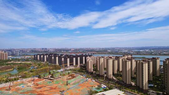 湖南长沙湘江城市全景航拍视频素材模板下载