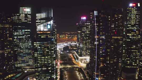 新加坡商业区夜景视频素材模板下载