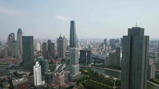 天津城市CBD天津环球金融中心航拍视频素材模板下载