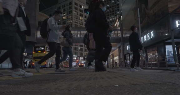 繁华香港街景夜景