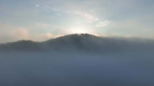 航拍黎明辽阔山川云海风景