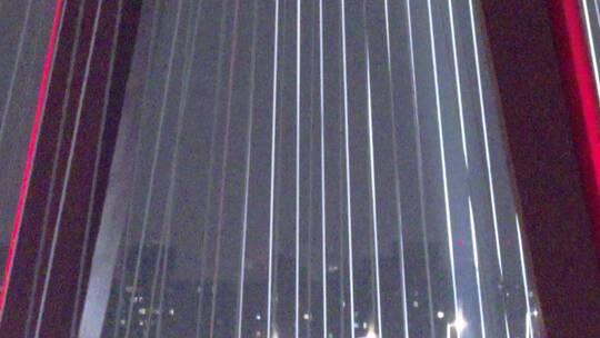 杨浦大桥夜景航拍特写