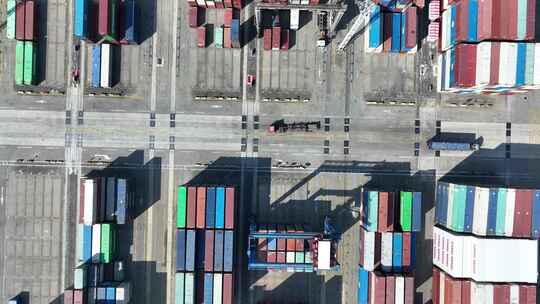 厦门港口航拍远海码头集装箱国际贸易码头视频素材模板下载
