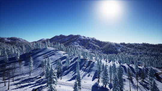 冬季森林雪山航拍