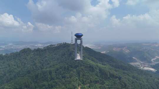 广西梧州白云山景区西江明珠塔航拍