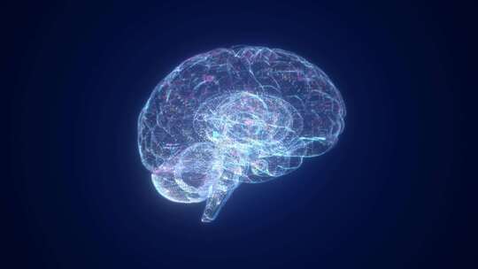 蓝色高科技大脑医学演示人工智能全息投影
