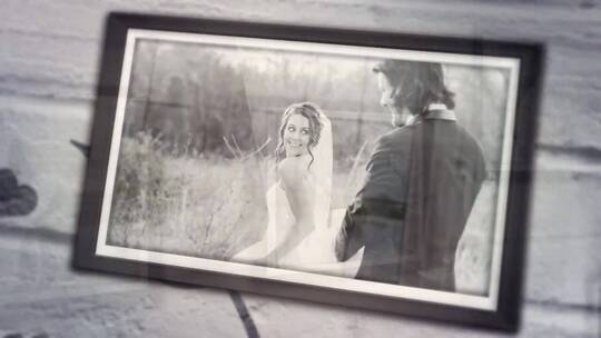 浪漫唯美婚礼的黑白相册写真回忆AE模板