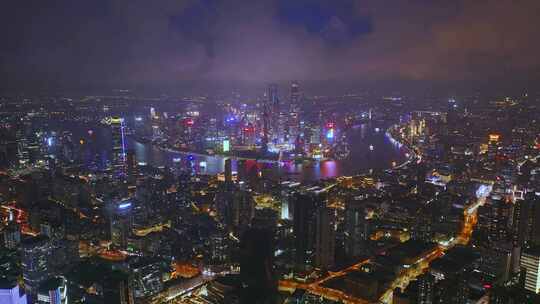 航拍上海城市夜景